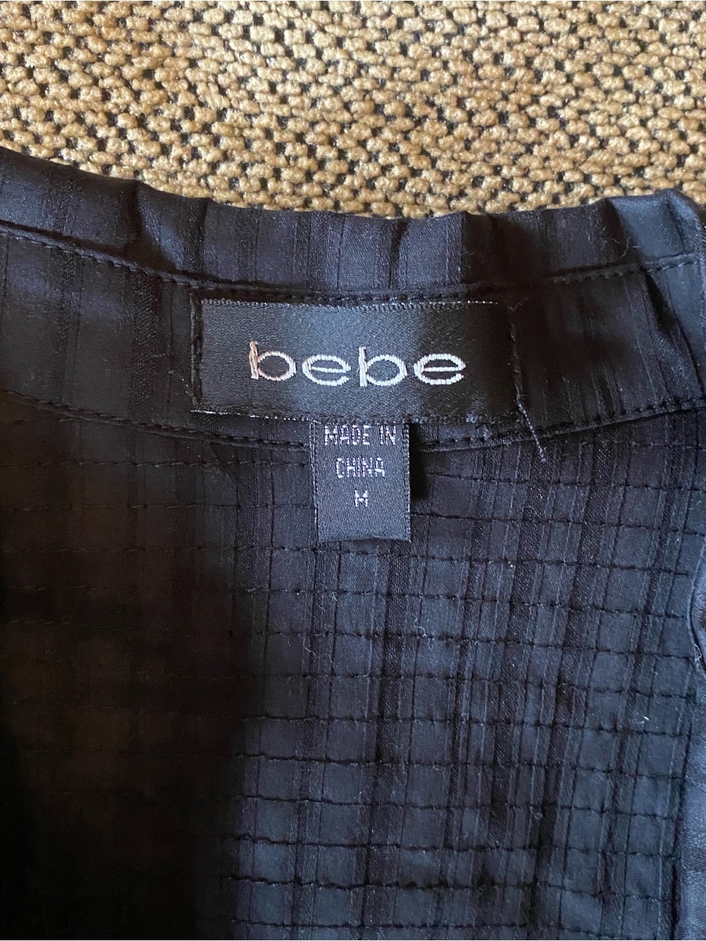 bebe Black Striped Button-Down Collared Shirt - Picture 3 of 3